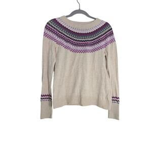 Women's Small Purple Cream Patterned Sweater Eclectic Grandpa CottageCore OOTD